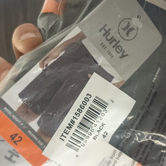 Hurley Hybrid Mens Walk shorts Black Size 42 NWT Sealed in Factory Plastic - Picture 9 of 9